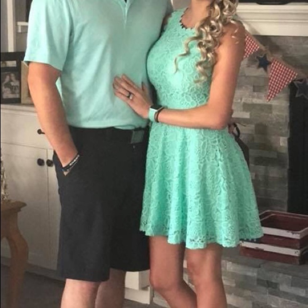 Teal lace dress